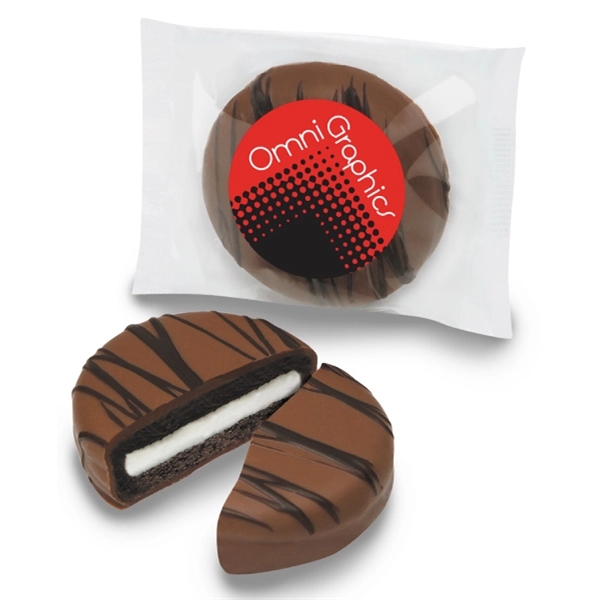 Individually labeled milk chocolate covered Oreo cookie.... from ASI 68680 Maple Ridge Farms Inc
