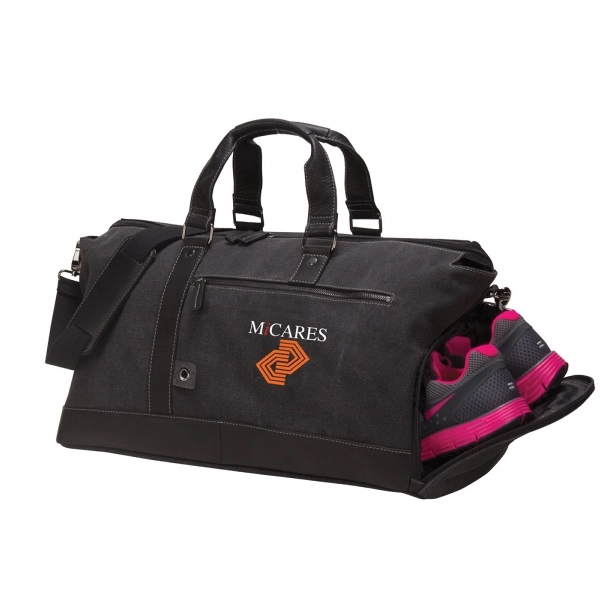 Duffel bag made of 20oz canvas w/Vaquetta leather. Perfect weekend bag.... from ASI 57702 GoodHopeBags, Inc.