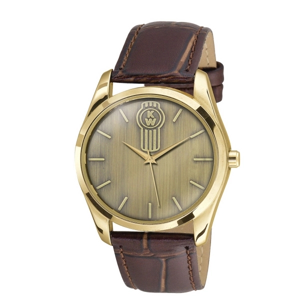 Men and women's gold Berkeley watch with a leather strap, second... from ASI 86230 Selco / A*Belle Promotional Time
