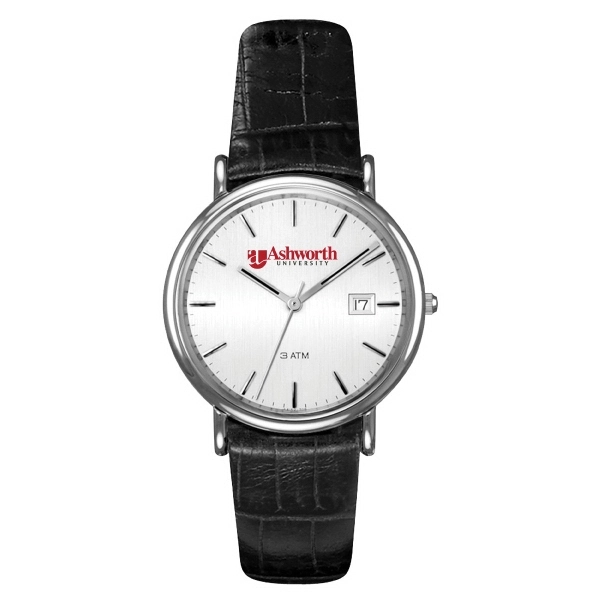 Men's and women's silver/leather watch with water resistance and a presentation... from ASI 86230 Selco