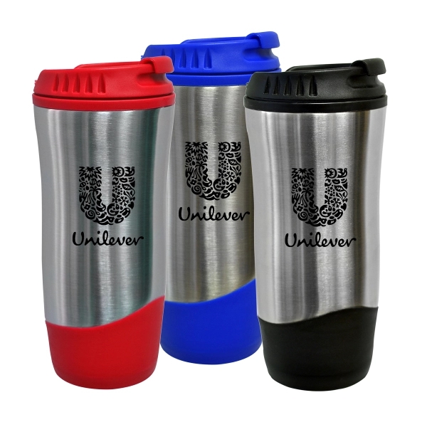 16 oz. stainless steel tumbler with an exterior plastic liner.... from ASI 40544 Binaco / Binaline