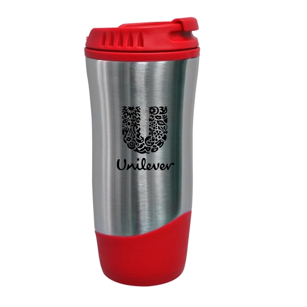 16 oz. stainless steel tumbler with an exterior plastic liner.... from ASI 40544 Binaco / Binaline