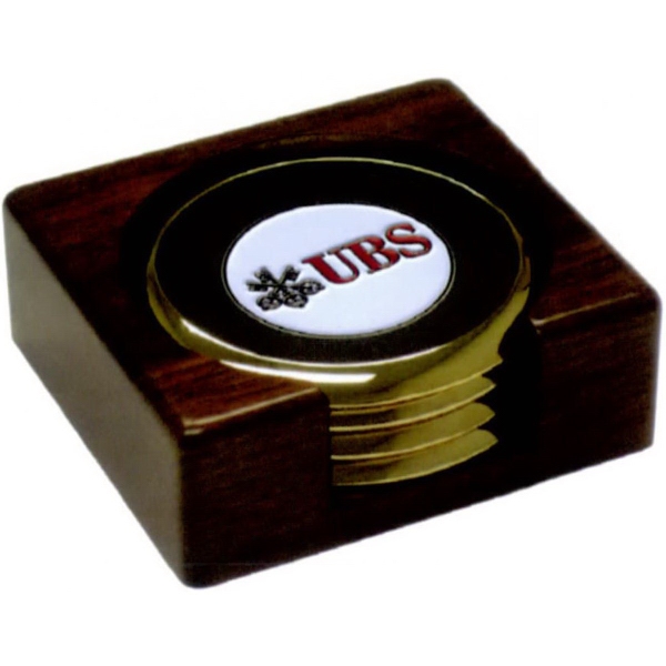 Walnut holder with four coasters.... from ASI 67961 Lorente LLC / Lorente