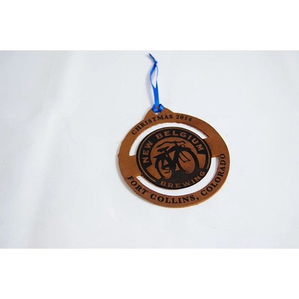 3.5" x 0.125" leatherette Christmas tree and holiday ornaments with optional... from ASI 92531 Unique Custom Products / UCP