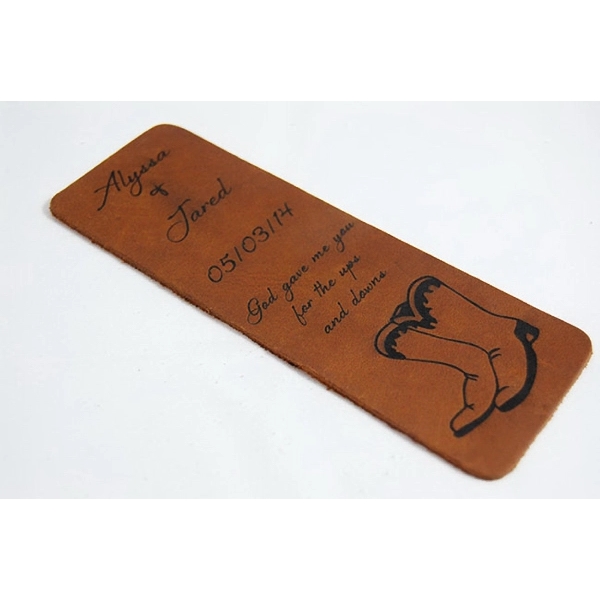 6" x 1.5" x 0.094" leatherette bookmarks with laser engraving.... from ASI 92531 Unique Custom Products / UCP