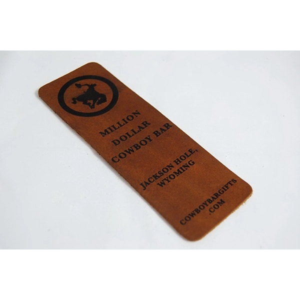 6" x 1.5" x 0.094" leatherette bookmarks with laser engraving.... from ASI 92531 Unique Custom Products / UCP