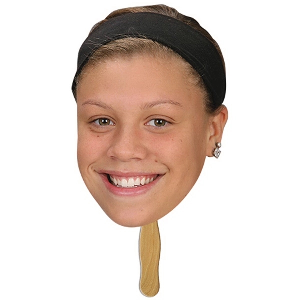 Custom shape fan with 8" stick front imprint only... from ASI 67620 Lion Circle Corp / Lion/Circle