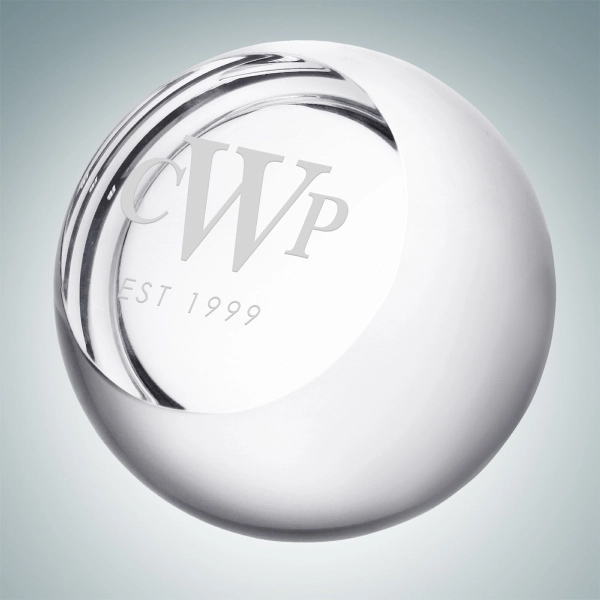 Paperweight ball with a slanted face is made of optical crystal... from ASI 47791 Best Deal Awards / Best Deal Awards