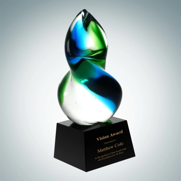 Blue Union award is made of art glass and creates an... from ASI 47791 Best Deal Awards / Best Deal Awards