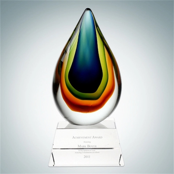 Glass teardrop award shimmers in jewel tones and features an optical... from ASI 47791 Best Deal Awards / Best Deal Awards