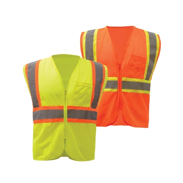 Safety vest with zipper closure and silver reflective tape with contrasting... from ASI 58492 GSS Safety LLC / GSS Safety