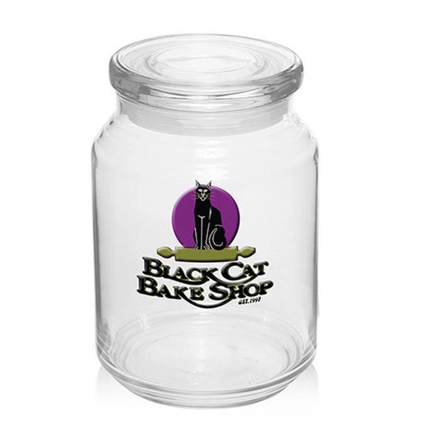Clear glass 26 oz. candy jar with ridged body and flat... from ASI 39552 BEL Promo