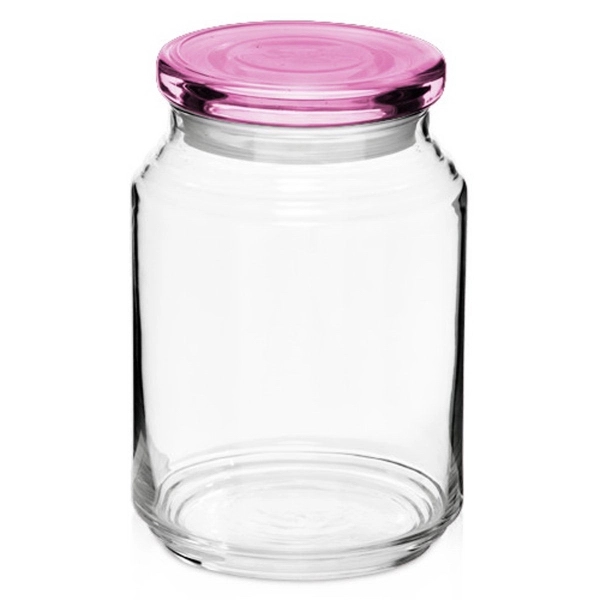 Clear glass 26 oz. candy jar with ridged body and flat... from ASI 39552 BEL Promo