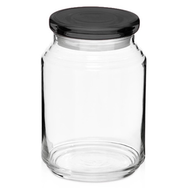 Clear glass 26 oz. candy jar with ridged body and flat... from ASI 39552 BEL Promo