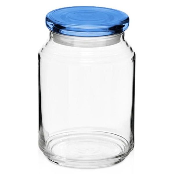 Clear glass 26 oz. candy jar with ridged body and flat... from ASI 39552 BEL Promo