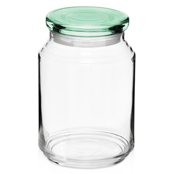 Clear glass 26 oz. candy jar with ridged body and flat... from ASI 39552 BEL Promo