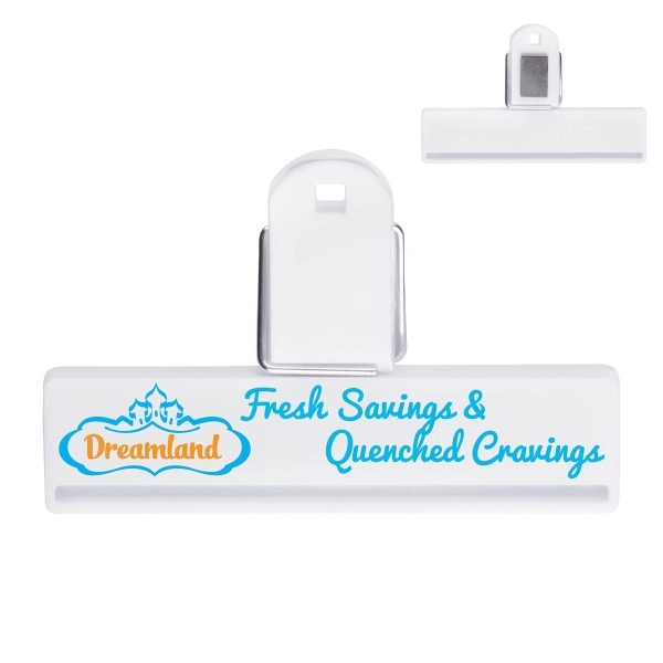 4" customizable white bag clip with magnetic strip on the back... from ASI 62190 Illini