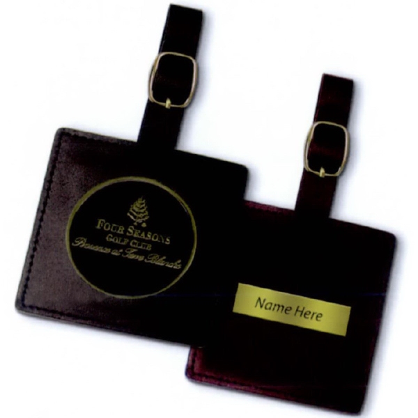 3" square leather bag tag with 2" coin.... from ASI 67961 Lorente LLC / Lorente