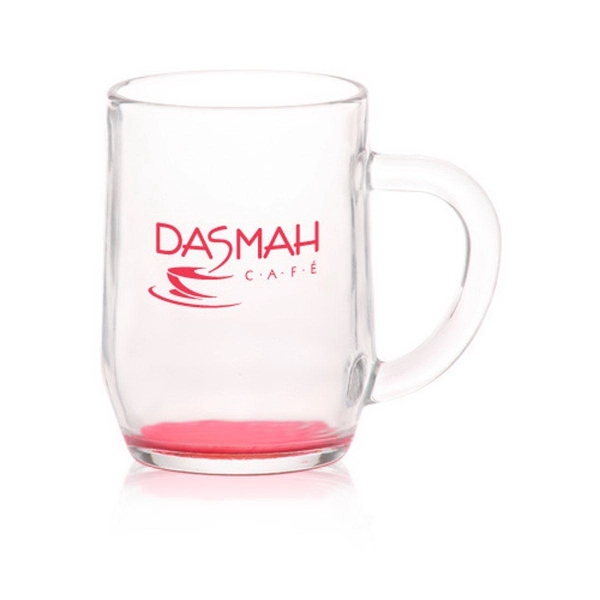 Clear 10 oz glass mug with tapered bottom and thick c-handle... from ASI 39552 BEL Promo