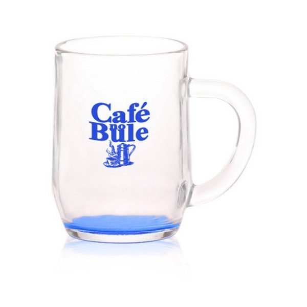 Clear 10 oz glass mug with tapered bottom and thick c-handle... from ASI 39552 BEL Promo