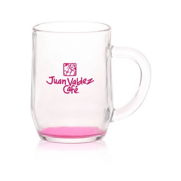 Clear 10 oz glass mug with tapered bottom and thick c-handle... from ASI 39552 BEL Promo