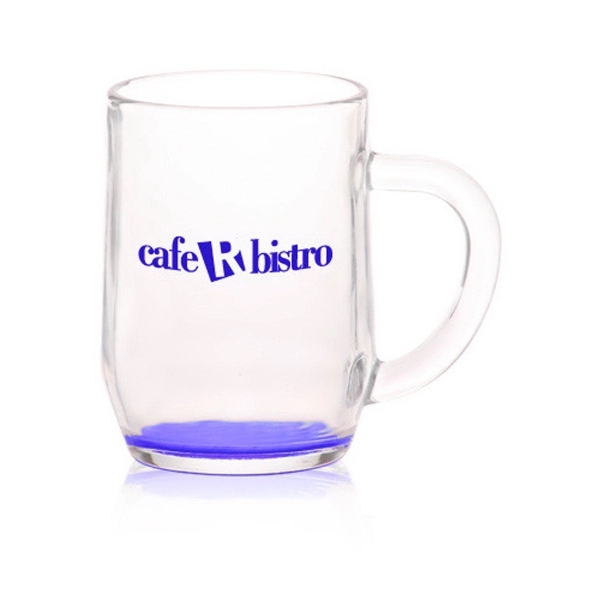 Clear 10 oz glass mug with tapered bottom and thick c-handle... from ASI 39552 BEL Promo