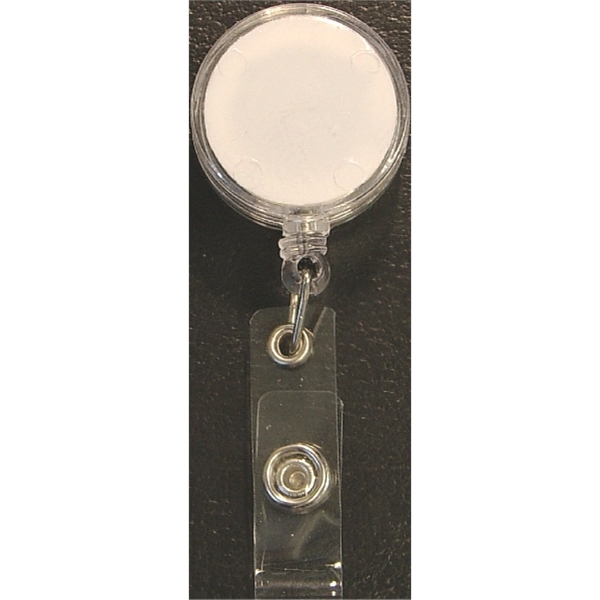 Round 24" retractable badge holder with metal clip on the back.... from ASI 74585 Nu Promo International / Nu Promo Line