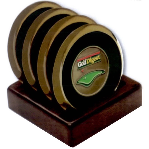 Walnut holder for four coasters.... from ASI 67961 Lorente LLC / Lorente