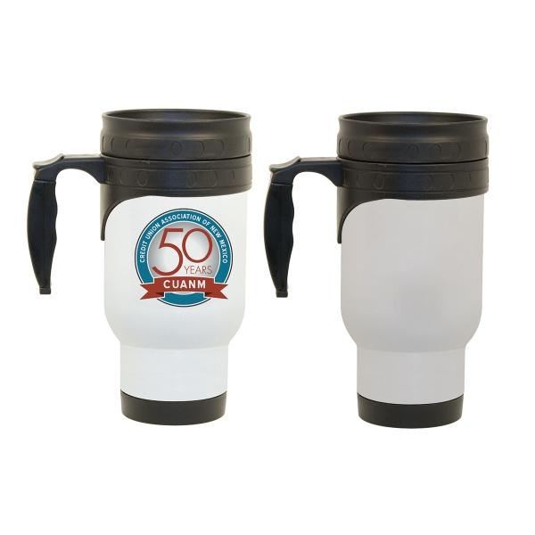 This high-quality sublimation 14 oz. photo travel mug is built with... from ASI 77988 Photo USA Corp / Photo USA