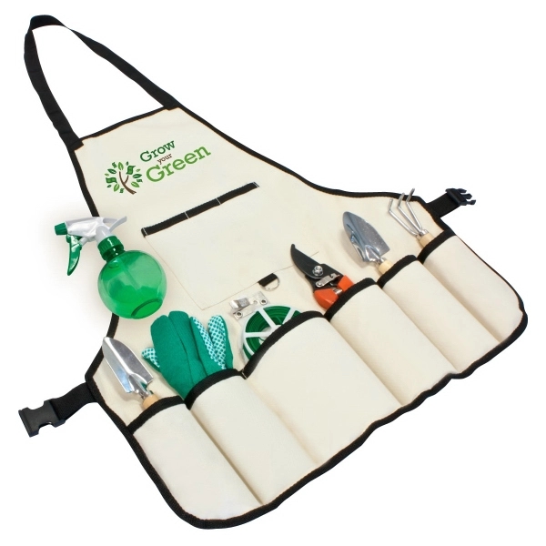 8 pc garden apron set. Apron, gloves, twist tie roll and... from ASI 30112 ACE Products / Ace Line