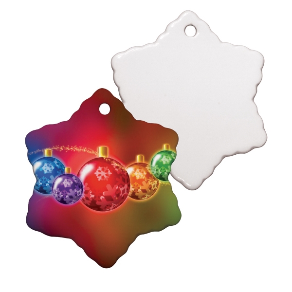 Sublimation ornament is our most popular holiday promotional item, 3" snowflake.... from ASI 77988 Photo USA Corp / Photo USA