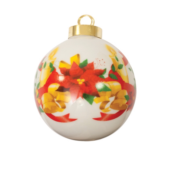 3" ceramic Christmas ball ornament with decoration of a bell.... from ASI 77988 Photo USA Corp / Photo USA
