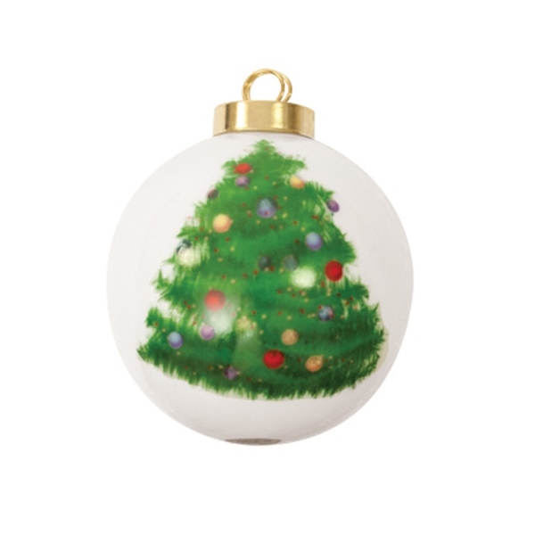 3" ceramic Christmas ball ornament with decoration of Christmas Tree.... from ASI 77988 Photo USA Corp / Photo USA