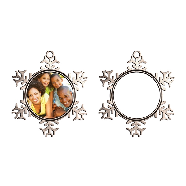 Snowflake ornament made of pewter has a silver-toned hanging string.... from ASI 77988 Photo USA Corp / Photo USA