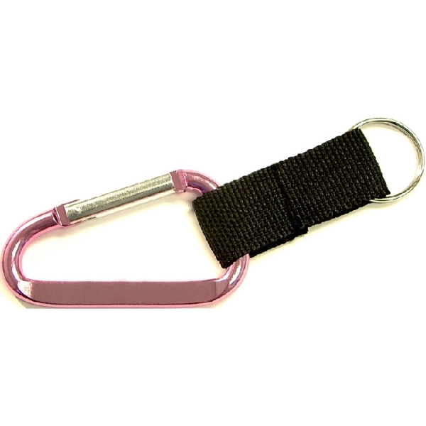 Carabiner with strap and split key ring, strong nylon strap.... from ASI 74585 Nu Promo International / Nu Promo Line