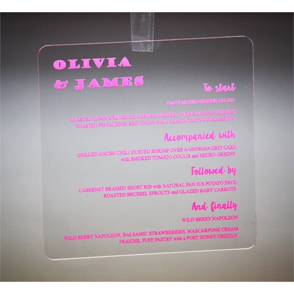 Acrylic menus measure 5" x 7" and are perfect for events... from ASI 92531 Unique Custom Products / UCP