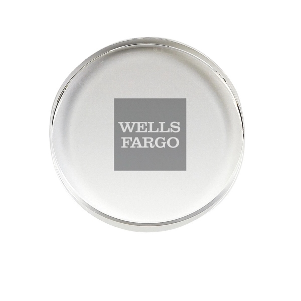 CRYSTAL ROUND PAPER WEIGHT - CLEAR - 4" DIAMETER... from ASI 55540 Furniward Company / Furniward