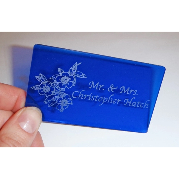 Laser-engraved, acrylic table signs measure 2" x 3 1/2" and come... from ASI 92531 Unique Custom Products / UCP