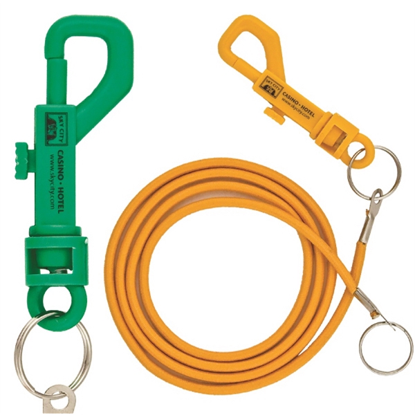 Plastic casino card bungee lanyard with metal split ring and bungee... from ASI 89241 Star Promo, Inc.