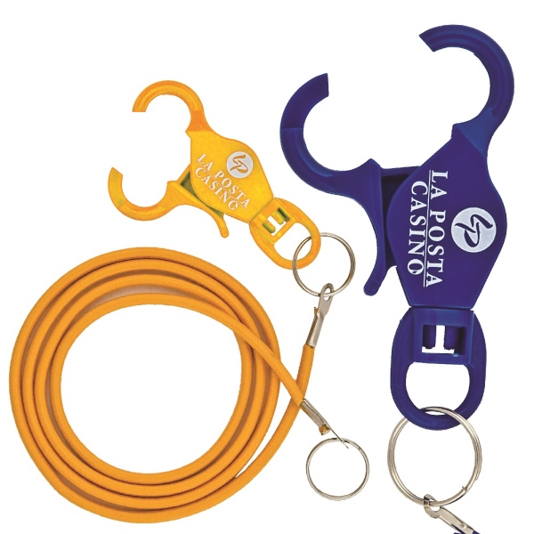 Plastic casino card bungee lanyard with metal split ring and bungee... from ASI 89241 Star Promo, Inc.