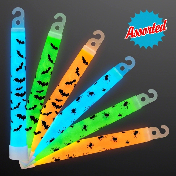 6" Glow Sticks with Bats & Spiders Imprint in Blue, Orange... from ASI 34194 ALightPromos / Alight Promotional Products