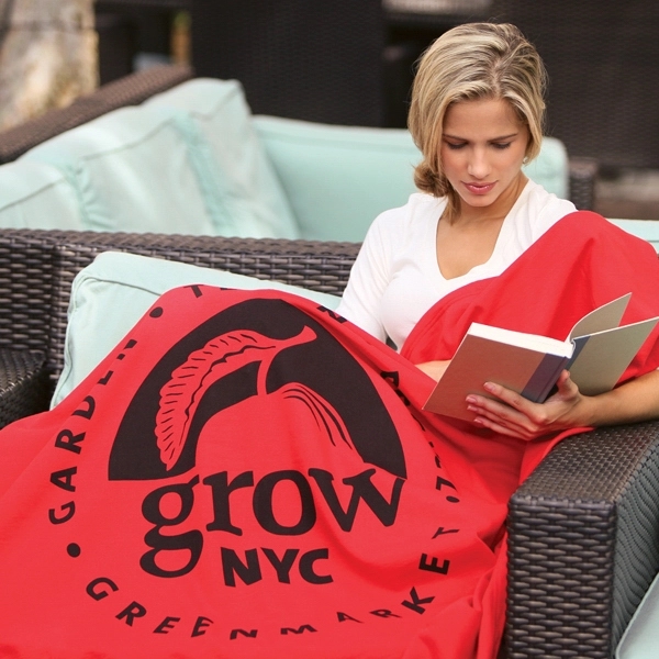 Cotton/polyester blanket with smooth jersey fabric on one side and cozy... from ASI 79750 Pro Towels