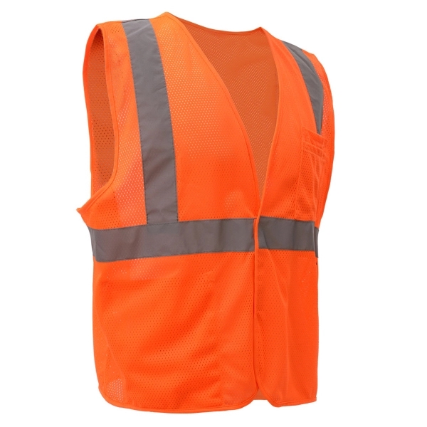 Orange safety vest with hook and loop closure and silver reflective... from ASI 58492 GSS Safety LLC / GSS Safety