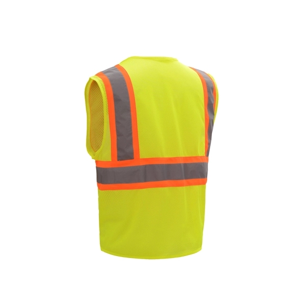 Lime safety vest with zipper closure and reflective tape with contrasting... from ASI 58492 GSS Safety LLC / GSS Safety