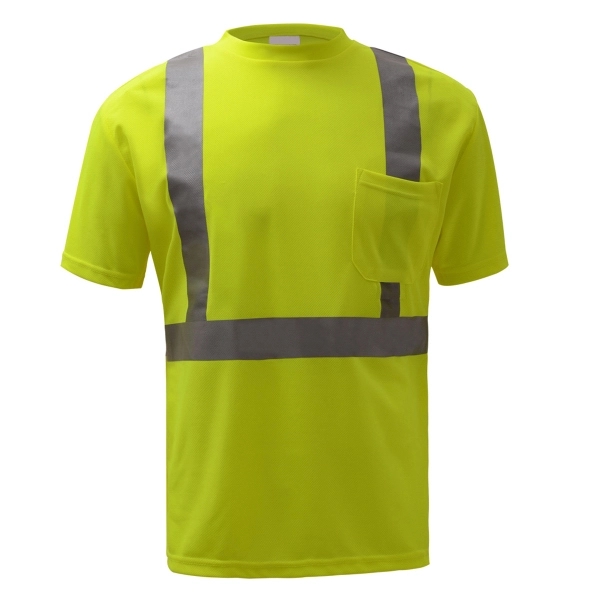Class 2 birdseye breathable moisture wicking t-shirt w/chest pocket.... from ASI 58492 GSS Safety LLC / GSS Safety