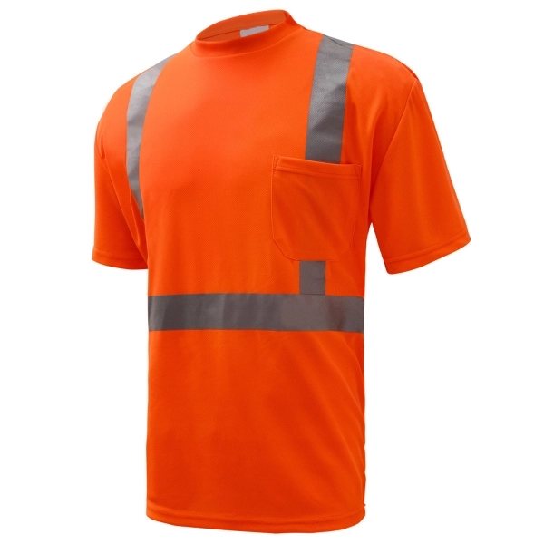 Class 2 birdseye breathable moisture wicking t-shirt w/chest pocket.... from ASI 58492 GSS Safety LLC / GSS Safety