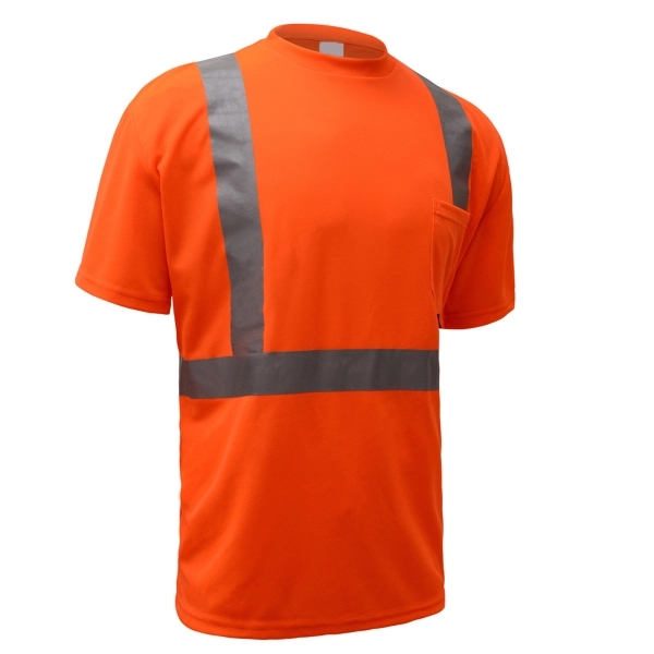 Class 2 birdseye breathable moisture wicking t-shirt w/chest pocket.... from ASI 58492 GSS Safety LLC / GSS Safety