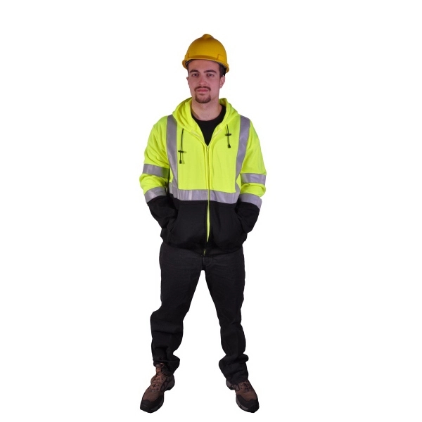 Class 3 fleece hooded full zip safety sweatshirt - Lime.... from ASI 58492 GSS Safety LLC / GSS Safety