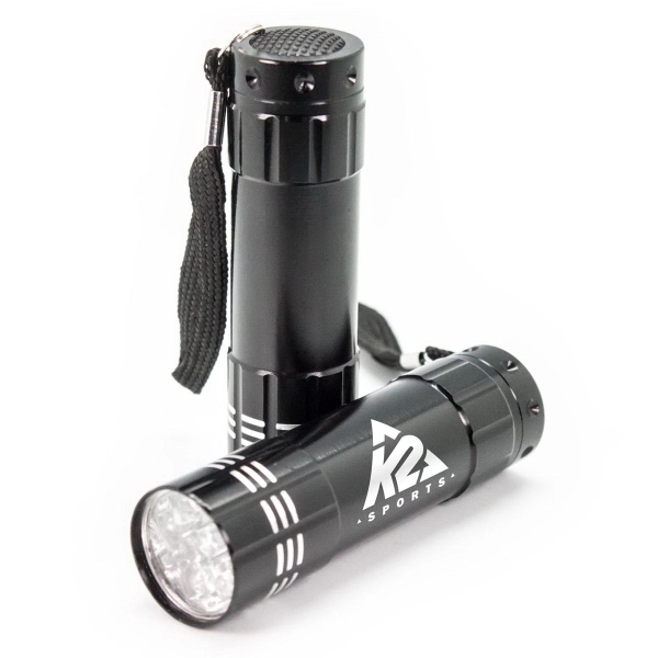 9 LED flashlight with aluminum body and wrist strap. Batteries included.... from ASI 30112 ACE Products / Ace Line