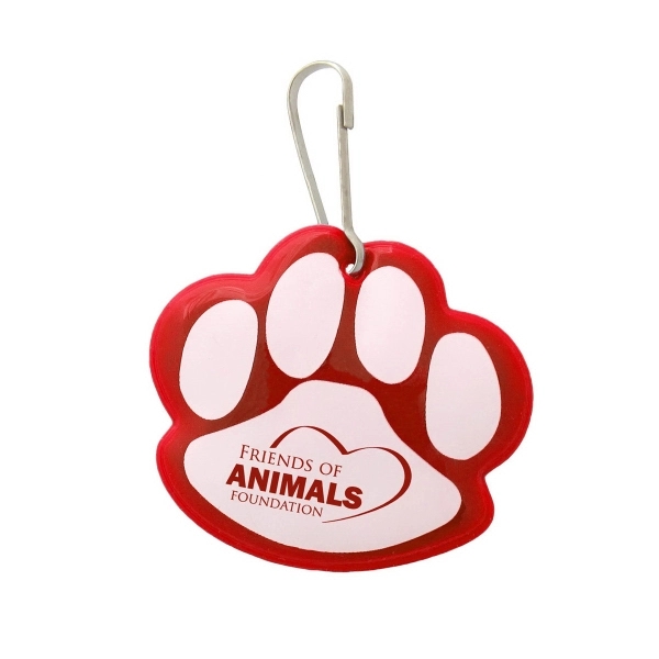 Reflective paw shaped collar tag made of plastic, measuring 1 7/8"... from ASI 92980 WOV-IN® / Promopet